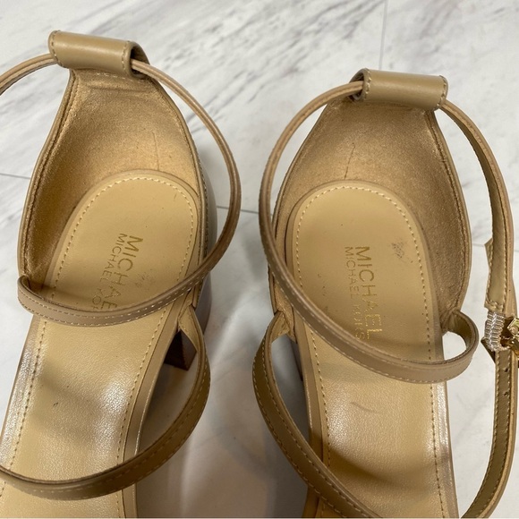 Michael Kors Serena Tan Leather Heeled Sandal 7M - Picture 13 of 15